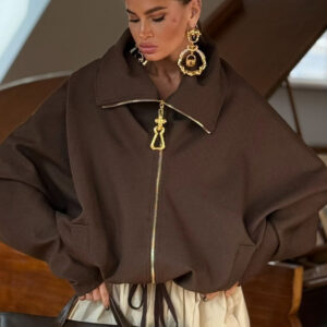 Brown Relaxed Long Sleeve Jacket